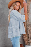 Sky Blue Puff Sleeve Eyelet Babydoll Blouse