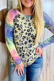 Tie-dyed Print Cut-out Long Sleeve Top