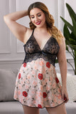 Plus Size Lace Bra Splicing Leopard Babydoll