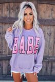 BABE Letter Graphic Pullover Sweatshirt