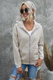 Zip-up Lace Trim Hooded Coat