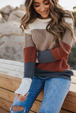 Block Knitted O-neck Pullover Sweater
