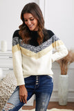V Stripe Pattern Colorblock Sweater