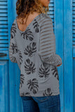 Print Patchwork Mesh Long Sleeve Top