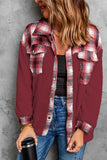 Plaid Patchwork Buttoned Pocket Sherpa Jacket