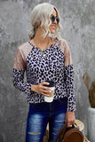 Sequin Shoulder Splicing Leopard Long Sleeve Top