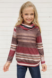 Cowl Neck Girl's Striped Sweatshirt