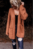 Open Front Woven Texture Knitted Cardigan with Pockets
