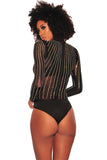 Iridescent Rhinestone Studded Mock Neck Long Sleeves Bodysuit