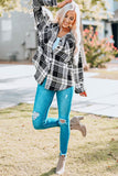 Khaki Grid Print Boyfriend Shirt Coat