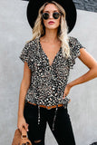 V-neck Short Sleeve Fashion Print Fantasy Fluttering Blouse