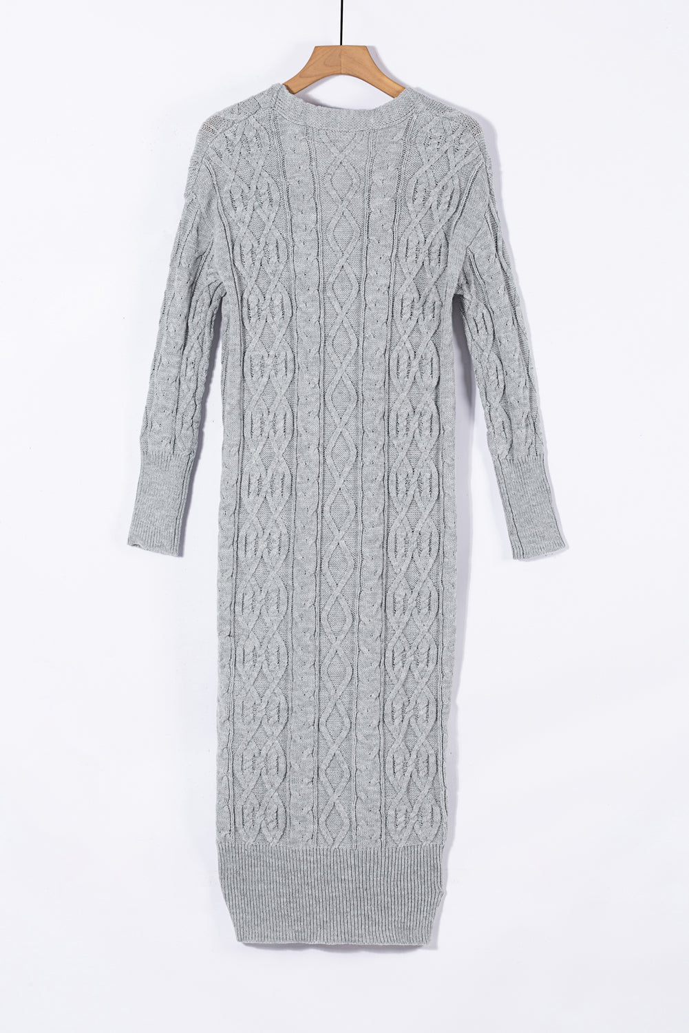Cable Knit Open Front Long Cardigan
