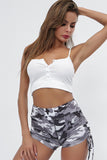 Camo Print High Waist Side Ruched Fitness Yoga Shorts