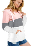 Color Block Zipped Neck Hoodie