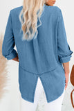 Roll up Long Sleeves Frayed Hem Denim Shirt