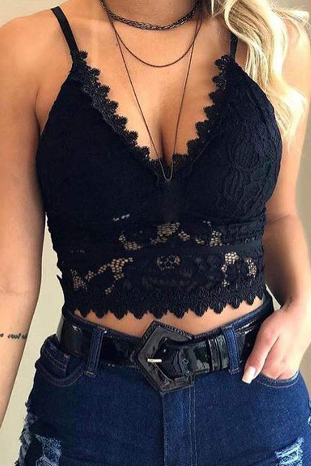 Lace V-Neck Bralette Top