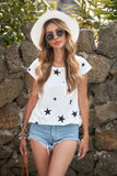 Crew Neck Star Print T-shirt with Pocket