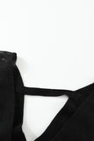 Sexy V Neck Surplice Hollow-out Sweater with Lace Sleeves