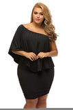 Plus Size Multiple Dressing Layered Dark Blue Mini Poncho Dress
