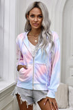 Sky Blue Tie-dye Pocket Zip Up Hoodie