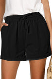 Elastic Waist Drawstring Roll Hem Shorts