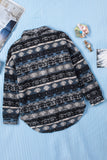 Tribal Print Pocket Buttoned Sherpa Jacket