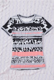 Cow Leopard Striped O-Neck Western Tee