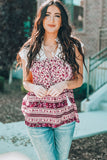 Floral Printed Eyelet Tassel Top