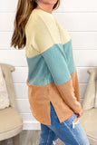 Multicolor Color Block Wavy Ribbed Pullover