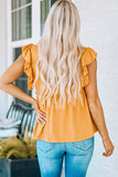 Yellow Flounce Cap Sleeve Babydoll Top