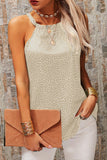 Khaki Dotted Print Tank with Slit