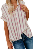 Striped Short Sleeve Buttoned Pocket Shirt