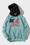 American Flag Print Color Block Men's Hoodie