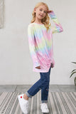 Tie Dyed Twist Knot Girl's Long Sleeve Top