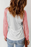 Pink MY BOOTS Letter Graphic Print Steer Striped Long Sleeve Top