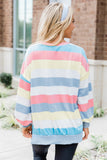 Striped Colorblock Long Sleeve Pullover Sweatshirt