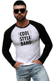 Men's Letter Car Print Color Block Long Sleeve Top