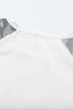 Round Neck Raglan Sleeve Camo Striped Patchwork Top