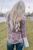 Khaki Geometric Aztec Solid Contrast Top