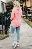 Plus Size Taupe Chevron Hooded Top
