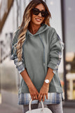 Plaid Splicing Drawstring Hoodie