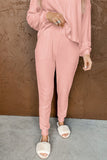 Thermal Waffle Knit Long Sleeve Loungewear Set