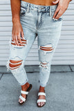 Sky Blue Vintage Wash Distressed Boyfriend Jeans