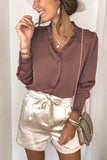 Frilled V Neckline Buttoned French Shirt