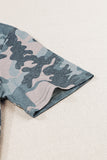 Camouflage Print V Neck Short Sleeve T Shirt