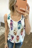 Dark Blue Aztec Feather Tank Top