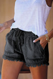 Casual Pocketed Frayed Denim Shorts