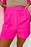 Front Buttons Pleated Tailored Shorts