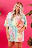 Multicolor Tie Dye Plus Size Romper