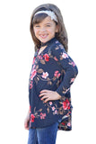 Floral Key Hole Front Girl's Long Sleeve Top